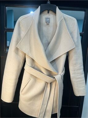 J. Jill Cream Shawl-Collar Belted Trench Coat